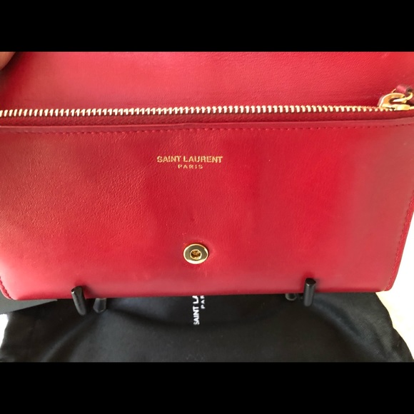 ❌❌SOLD❌❌ YSL “Y” Line Bifold Flap Leather Long Red Wallet - Picture 11 of 11